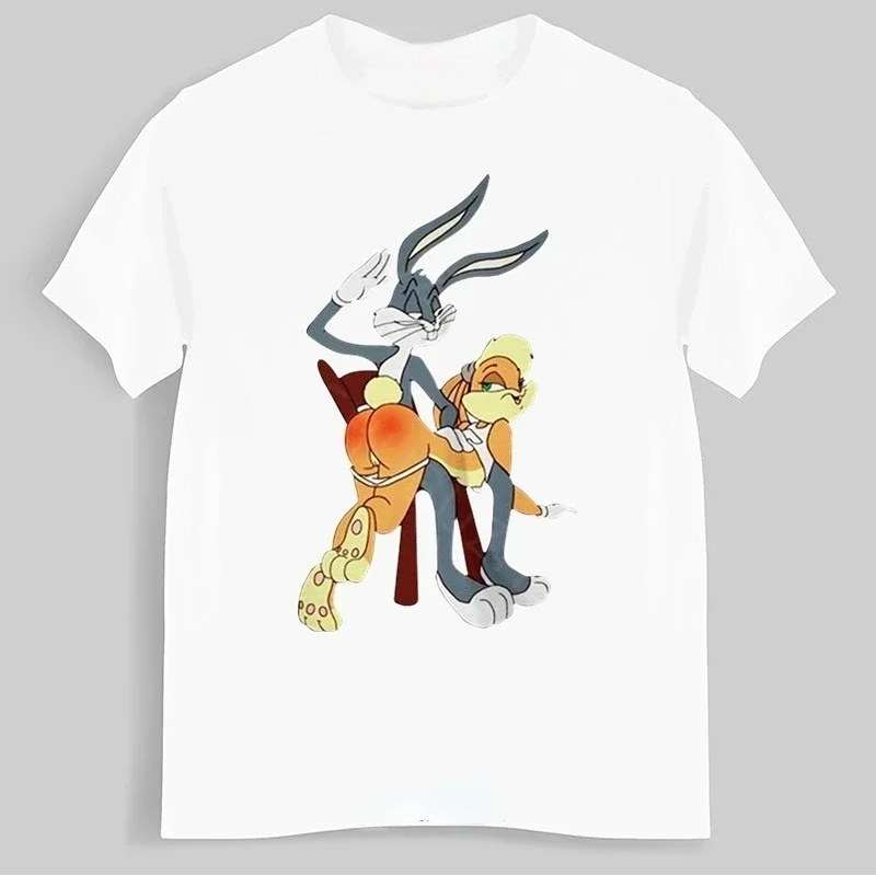 Pár látky rašeliniská bnnuy spank cartoon Trest Tlačte tričko letné unisex unisex grafické orne s krátkym rukavicou tričká