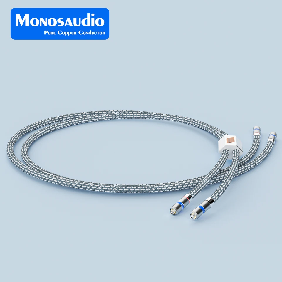 Pár Monosaudio A202R6R strieborný 2RCA na 2RCA kábel čistý medený ródia s oblastkou RCA Plug kábel pre zvukovú lištu CD DVD DVD