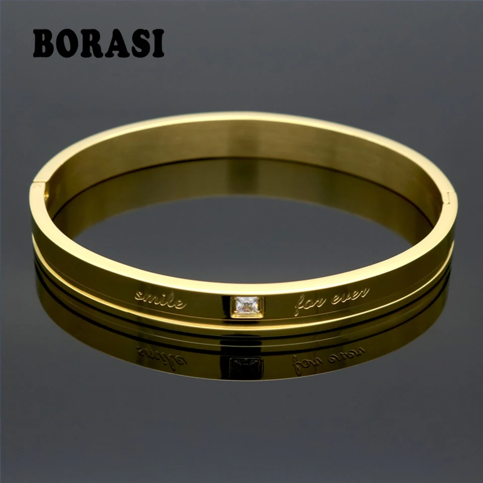 Pár zlatých farieb dizajnér z nehrdzavejúcej ocele Bangles Crystal Cuff Buckle Love Otvorenie náramku pre ženy šperky pulseiras