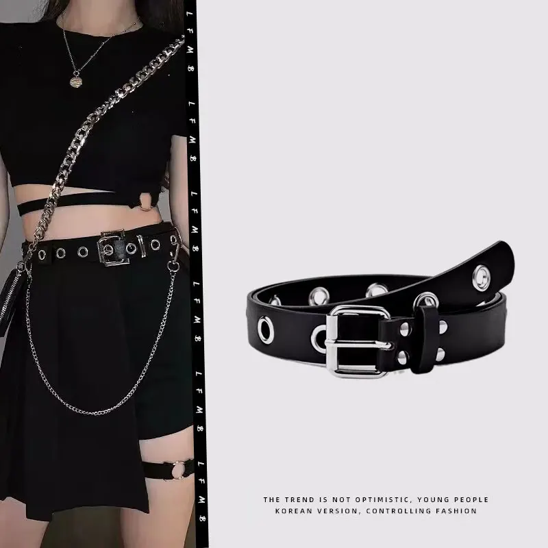 Pásová dámska BM BM s dvojitým dojčeným dielom Punk Style Metal Buckle Nivet Belt letná sukňa pikantná dievčenská opasok High-end