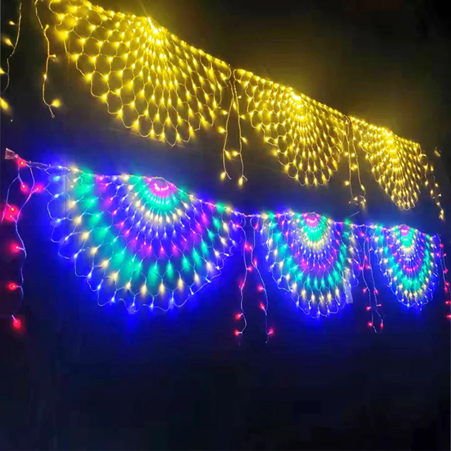 Páv vianočné sieťové svetlo 3*0,5 m 414 LED vonkajšie sieťové svetlo vodotesné čisté svetlo rozprávkového svetla pre kríky Záhradná svadobná dovolenka Výzdoba