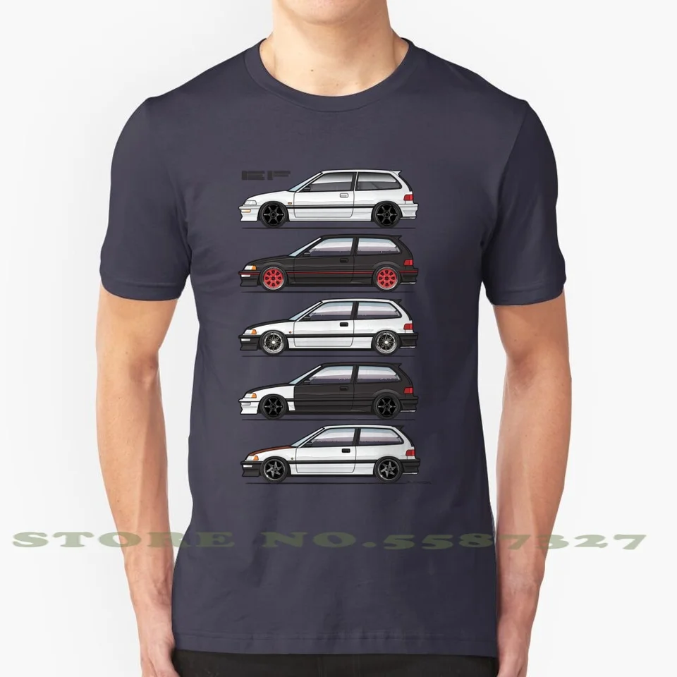Päť liahní EF 100% Pure Cotton Tričko 1988 1989 1990 1991 Civic Hatchback JDM Drift Racing Turbo Japonská klasická horúca rýchlosť
