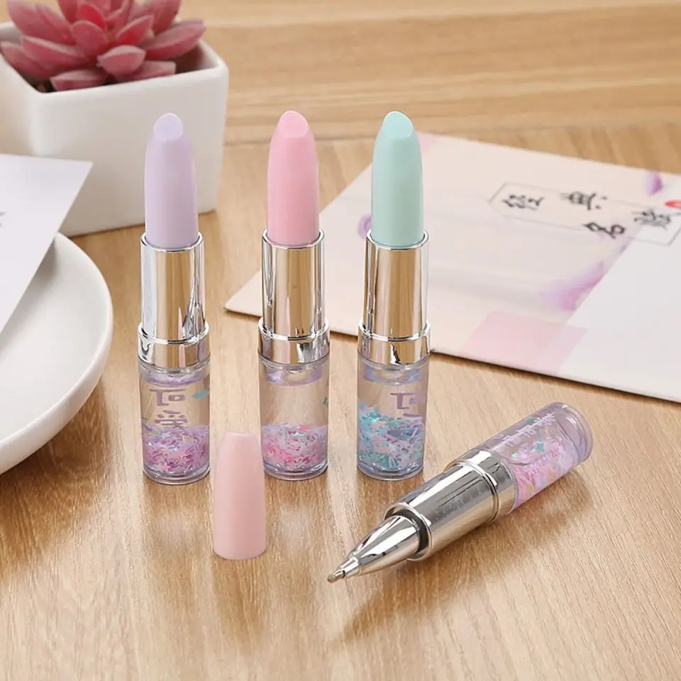 Písanie plynulo rýchle piene kreatívne personalizované čierne atramentové rúžové pero Elegantné flitry Ballpoint Pen Office