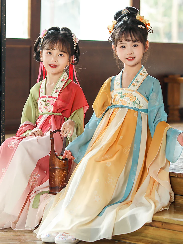 Pódium dieťa dievča Hanfu letný starodávny kostým super víla čínsky štýl šaty malé dievčatko Tang Suit hanfu festival šaty