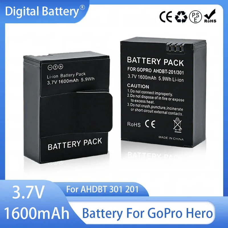Pôvodná 1600 mAh batéria AHDBT 301 201 nabíjateľné batérie AHDBT-301 pre GoPro Hero 3 Go Pro Hero 3 3+ Action Camera Battera