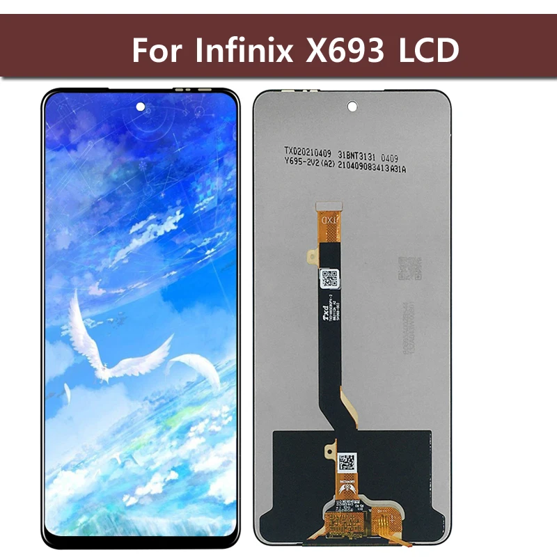 Pôvodná 6,95 palca LCD čierna pre Infinix Note 10 x693 LCD displej dotykovej obrazovky Digitalizátor Zostava výmeny opravných dielov