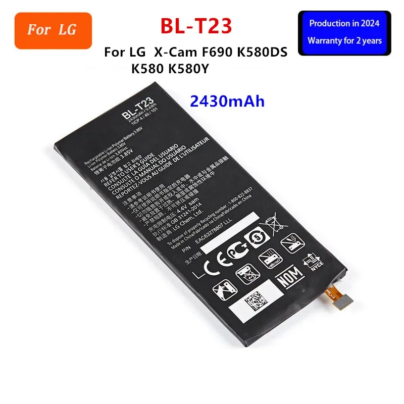 Pôvodná batéria BL-T23 2430MAH pre LG X CAM X-CAM XCAM F690 K580DS K580 K580Y BL T23 BATKÉRIE