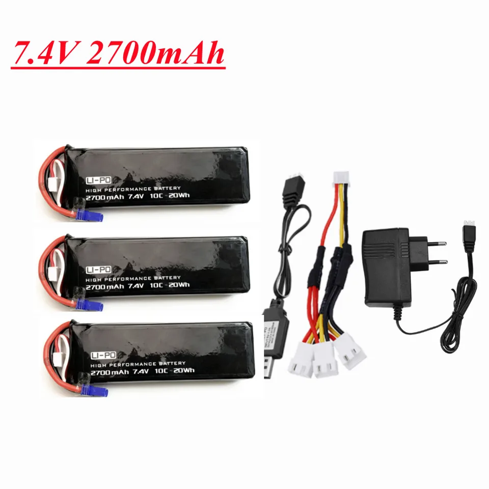 Pôvodná batéria H501S 7,4V 2700 mAh 10c pre H501S H501C X4 RC QuadCopter Parts 2S 7,4V LiPo batéria a nabíjačka