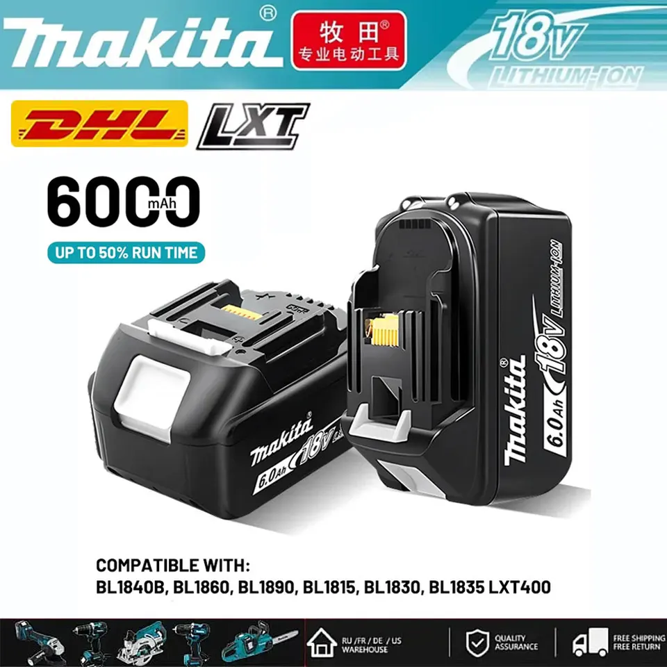 Pôvodná batéria Makita, 18V, 6,0AH, nabíjateľná lítiová batéria, výmena Makita 18V BL1830, BL1850 MAKITA EAKTION BATTER