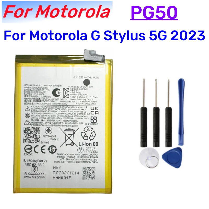 Pôvodná batéria PG50 5000 mAh batéria pre Motorola G Stylus 5G 2023 XT2317 XT2315 Phone Mobile Batteries +Free Tool Tools