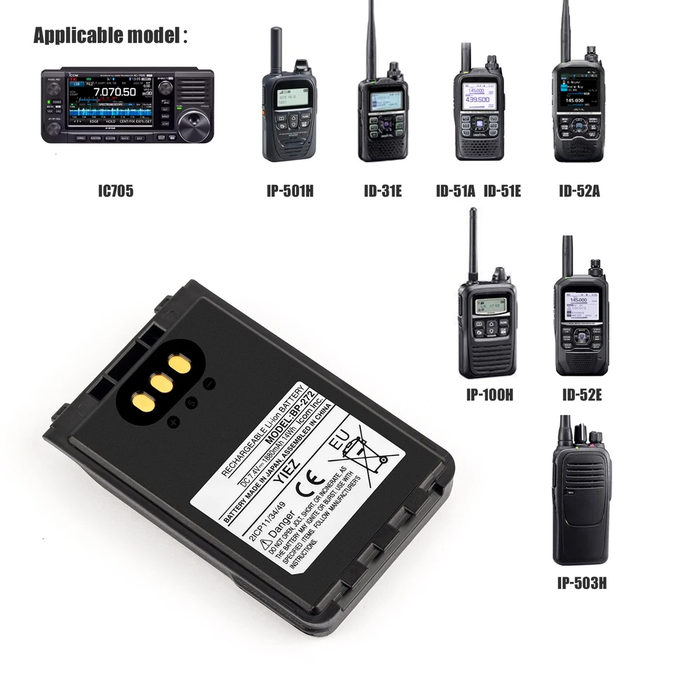 Pôvodná batéria Walkie-Talkie pre ICOM IC-705 ID-31A/E ID-51A/E ID-52A/E IP-100H IP-501H IP-503H BP-307 BP-272/271