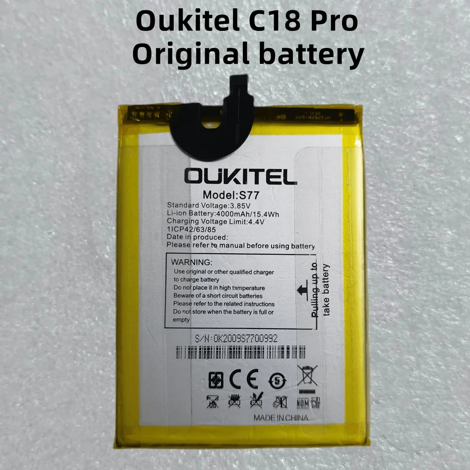 Pôvodná externá batéria pre OUKitel C18 Pro, mobilný telefón, S77, 3,85 V, 4000 mAh