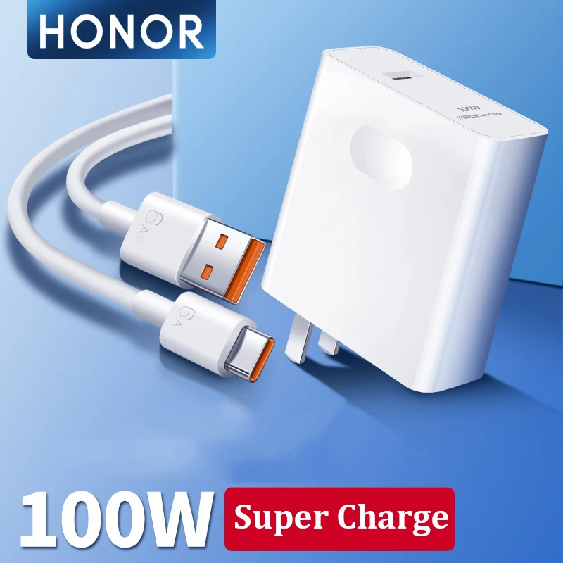 Pôvodná Honor 200 100 90 80 PRO 100W Fast Charger EÚ/USA/UK SPREACHANCEMBURE Power Adapter 6a Typ C Kábel pre cti