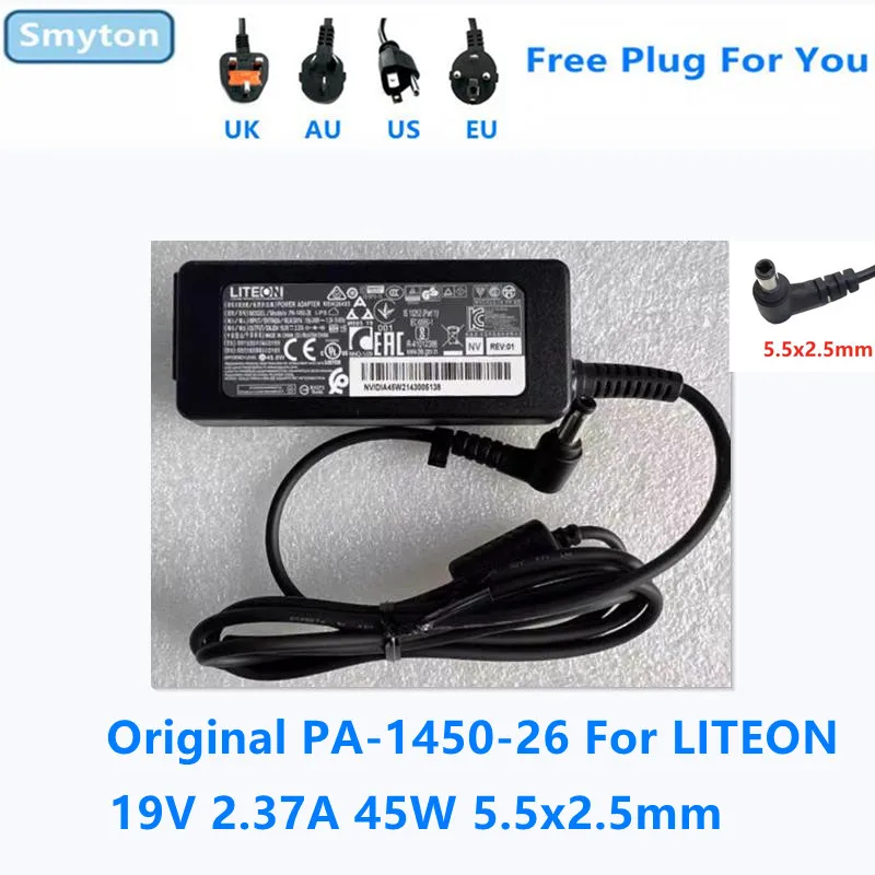 Pôvodná nabíjačka AC adaptéra pre Liteon 19v 2,37a 45W 5,5x2.5 mm PA-1450-26