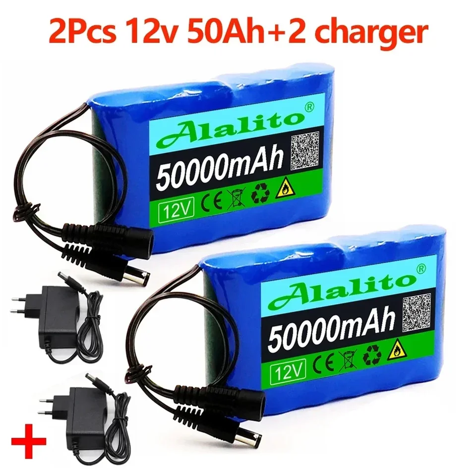 Pôvodná nová prenosná super 12V 50000 mAh Nabíjateľná lítium -iónová batéria kapacita DC 12,6 V 50AH CCTV Cam Monitor +