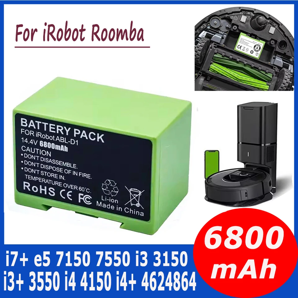 Pôvodná náhradná batéria ABL-D1 pre IROBOT ROOMBA I7+ I8 E5 E6 7550 5150 E515020 E57150 E5152 E5154 E5158 I3 I4 6800 mAh