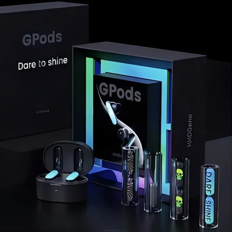 Pôvodná prémiová súprava Hhogene GPODS Premium s ovládačmi svetla TWS Wireless Earbuds ANC Plné RGB LED LEDS IPX4 Bluetooth 5.2 slúchadlá USB-C-C-C