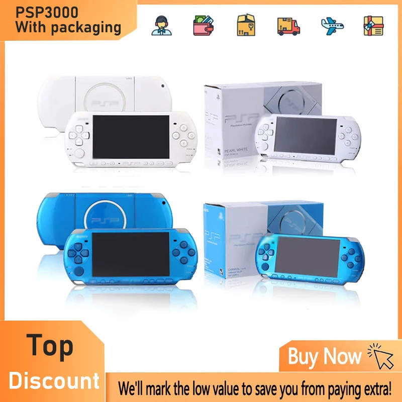 Pôvodná renovovaná herná konzola PSP 3000 so 16 GB / 32 GB / 64 GB / 128 GB Pamäťové ručné herné zariadenie s obalovým boxom