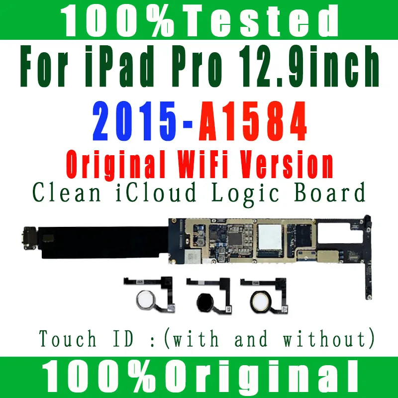 Pôvodná verzia WiFi A1584 Čistá iCloud pre iPad PRO 2015 12,9 palca Logické dosky Mainboard No ID s úplným čipom