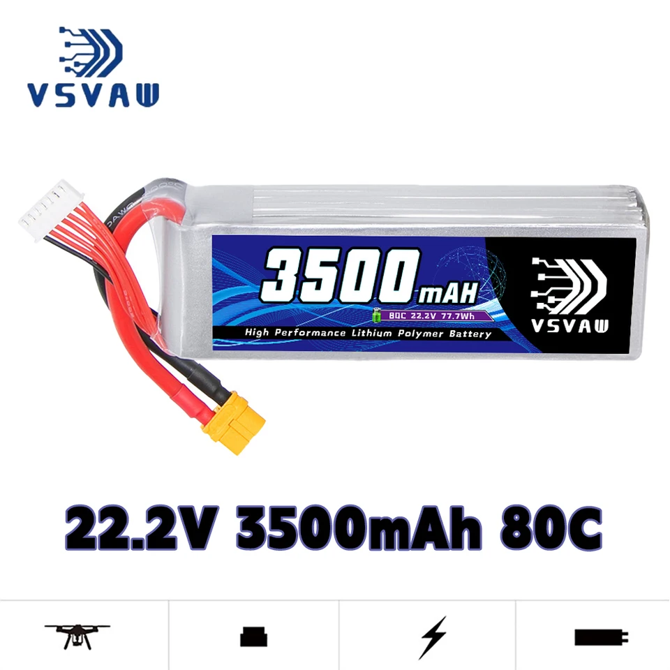 Pôvodná VSVAW 3500MAH 6S 22.2V 80C/160C LiPo batéria diaľkový ovládací vozeň Model Model lode FPV Hračky lítium -iónovej batérie