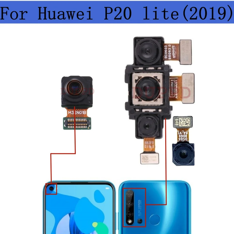 Pôvodná zadná predná kamera pre Huawei P20 Lite 2019 Čelné a zadné široké selfie hlavné smerové smerovanie zadnej kamery Modul náhradné diely
