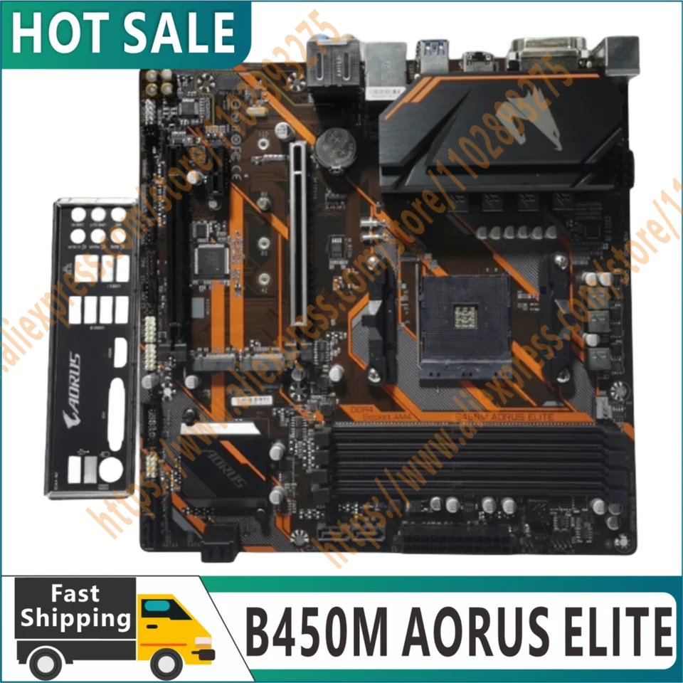 Pôvodná základná doska B450M AORUS Elite 128 GB AM4 DDR4 Micro ATX B450 Mainboard 100% Testovaná