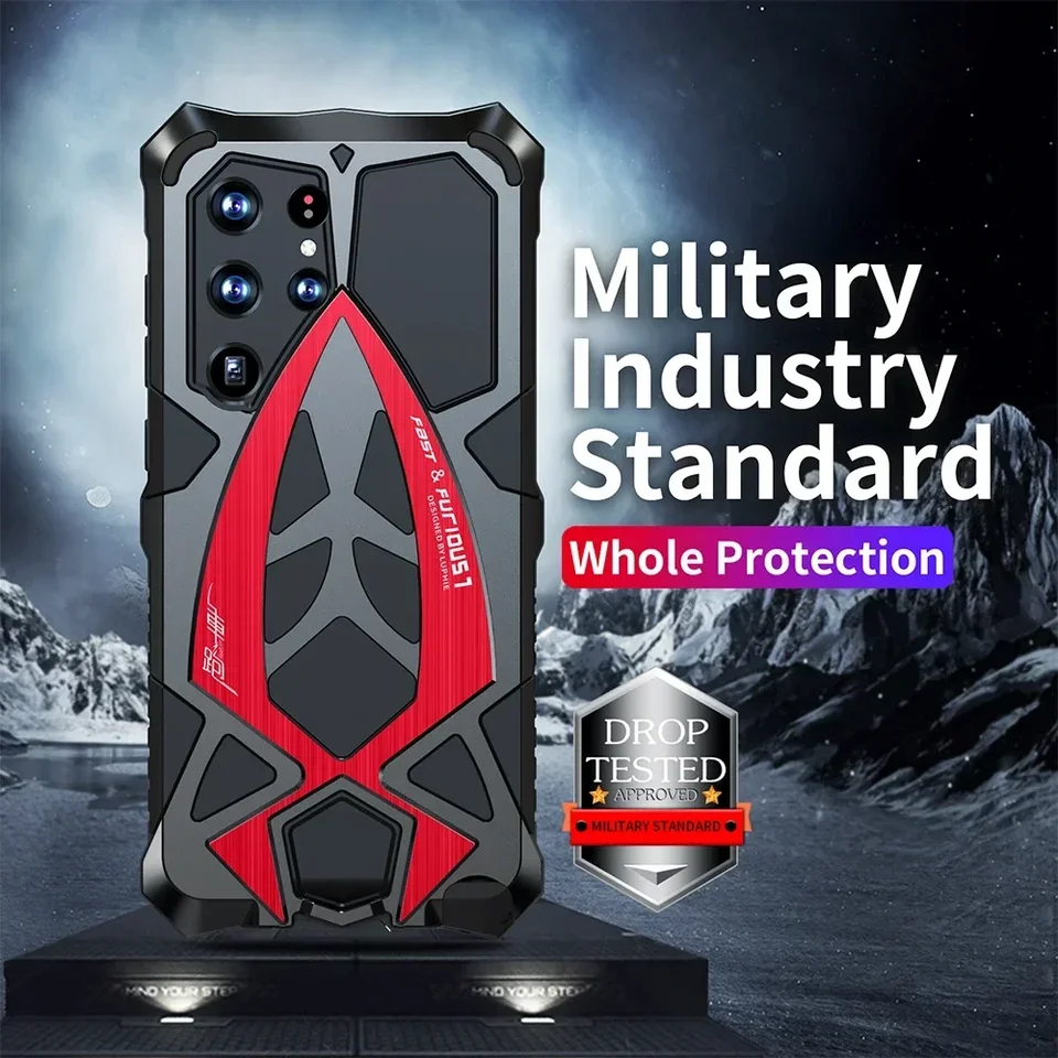 Pôvodné kovové brnenie Luphie pre Samsung Galaxy S23 Ultra Case Military Shock odolný