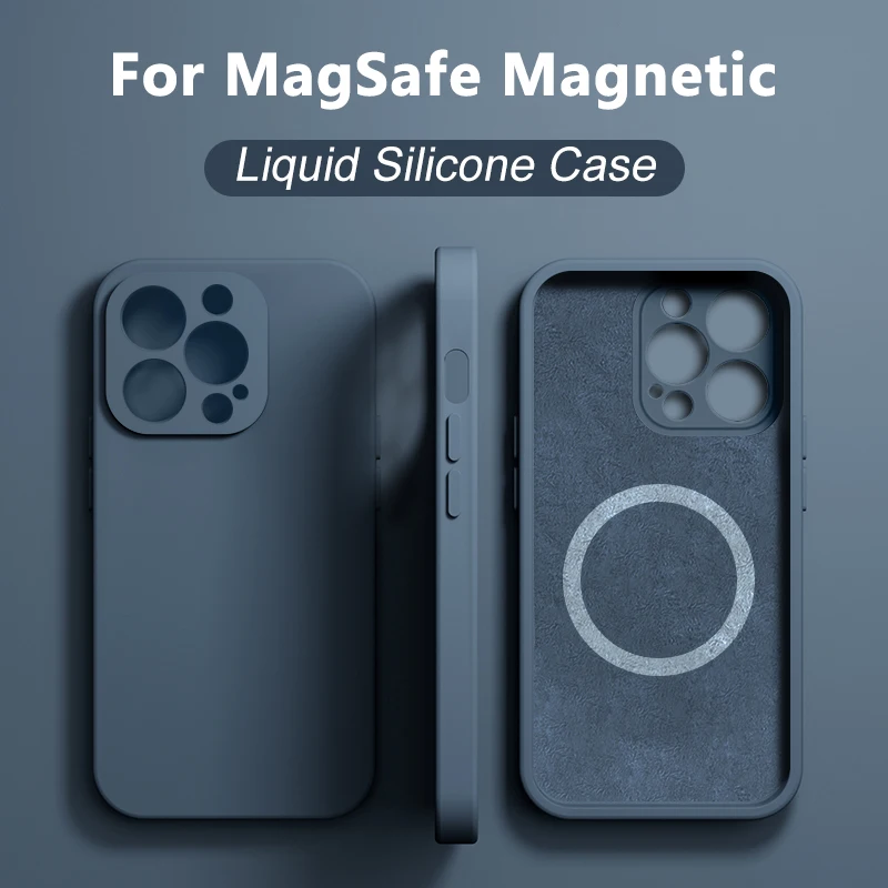 Pôvodné kvapalinové silikónové puzdro pre iPhone 14 12 11 13 Pro Max Mini xs xr x 8 plus SE pre Magsafe Wireless Magnetic Case