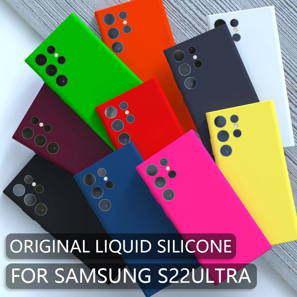 Pôvodné kvapalné silikónové puzdro pre Samsung Galaxy S22 S23 Ultra S24 Plus S21 Fe S20 Poznámka 20 10 Ochranná mäkká tkanina Zadný kryt