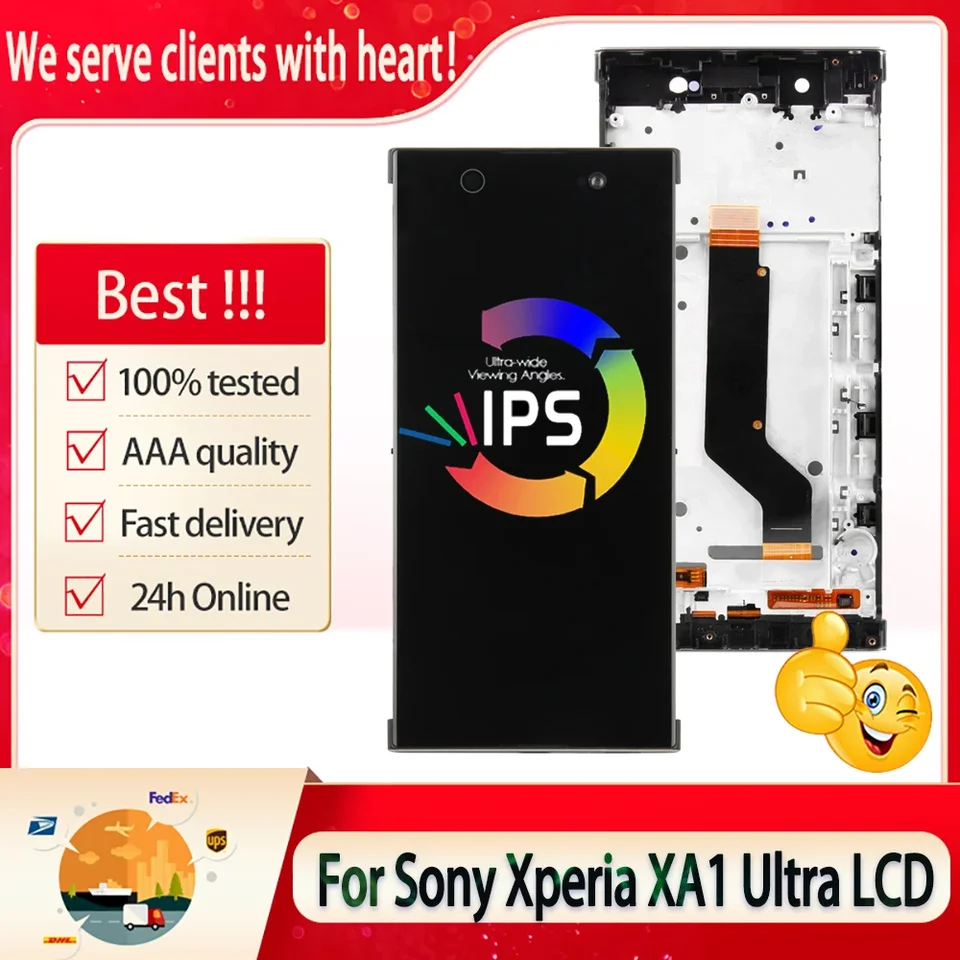 Pôvodný displej C7 pre Sony Xperia XA1 Ultra G3221 G3212 G3223 G3226 LCD dotyková obrazovka s náhradnými dielmi digitalizátora rámca