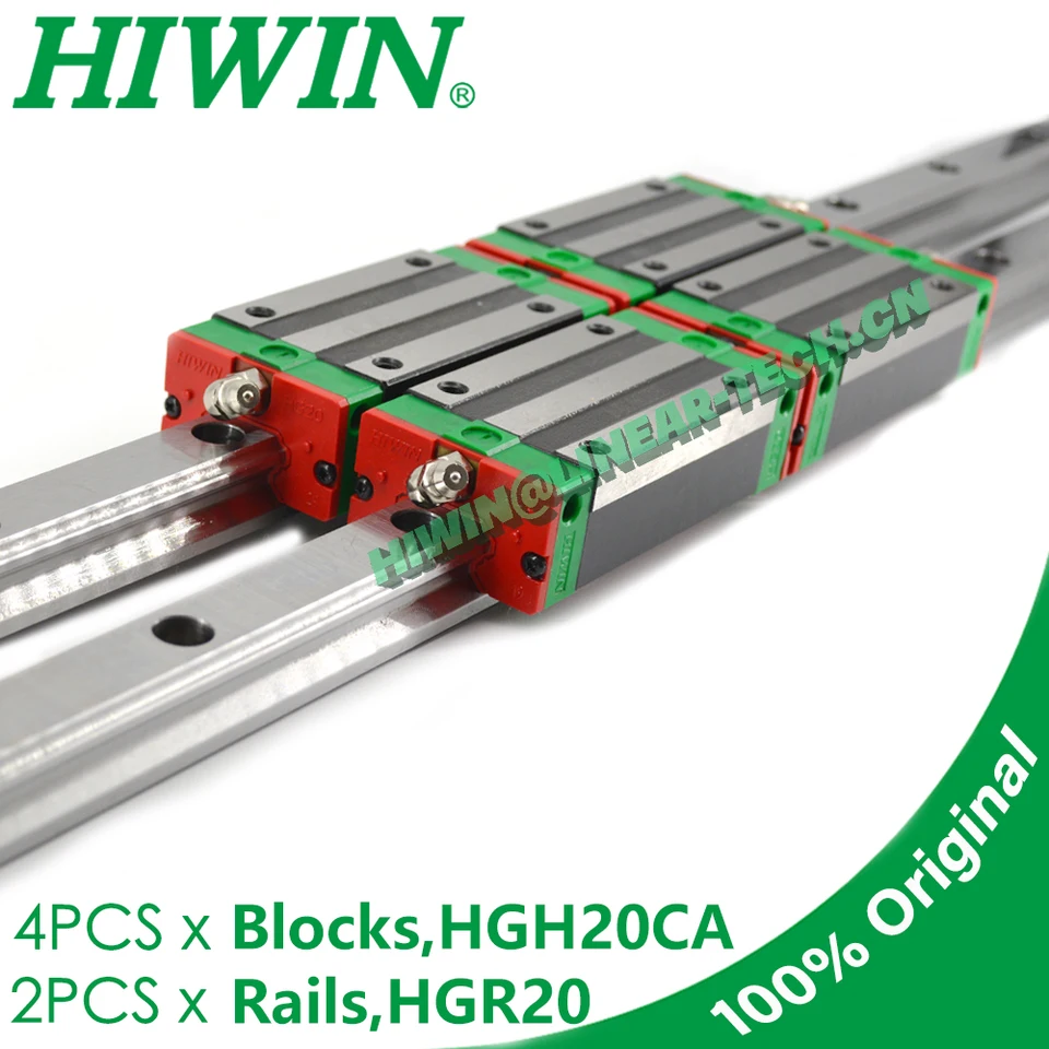 Pôvodný Hiwin HGH20CA Kariant Slide Block Lineárna vodiaca koľajnica HGR20 200 300 400 500 600 700 800 900 1000 1100 1200 CNC Router