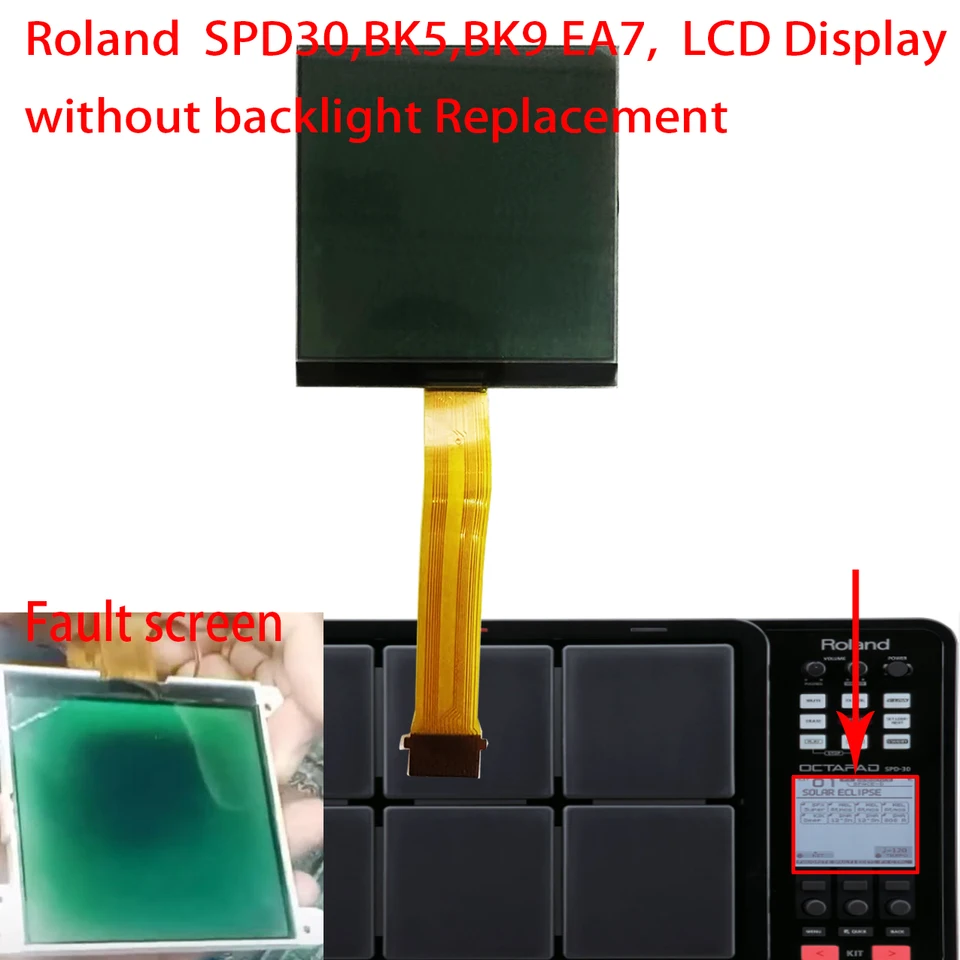 Pôvodný nový displej LCD bez podsvietenia CMF2P0399 pre Roland SPD-30 SPD30 EA7 EA7 BK9 BK-9 BK5 BK-5