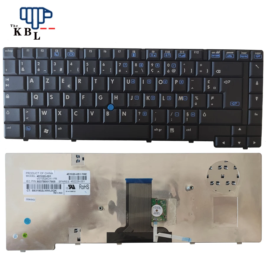 Pôvodný nový jazyk Francúzska pre HP 8510P 8510 8510W Čierna klávesnica notebooku V070526CK1FR2PE11