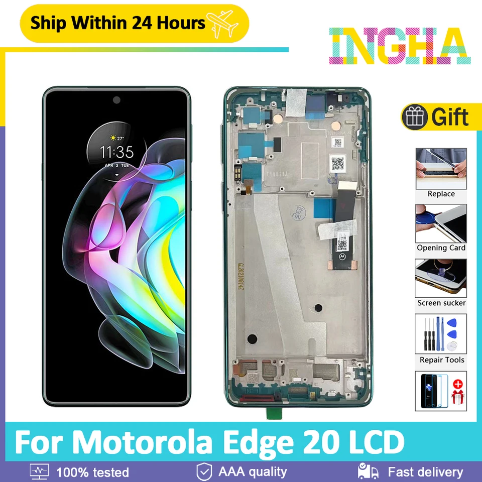 Pôvodný OLED 6,7 '' pre Motorola Edge 20 LCD displej s digitalizátorom zostavy dotykovej obrazovky pre Moto Edge20 LCD XT2143-1 LCD