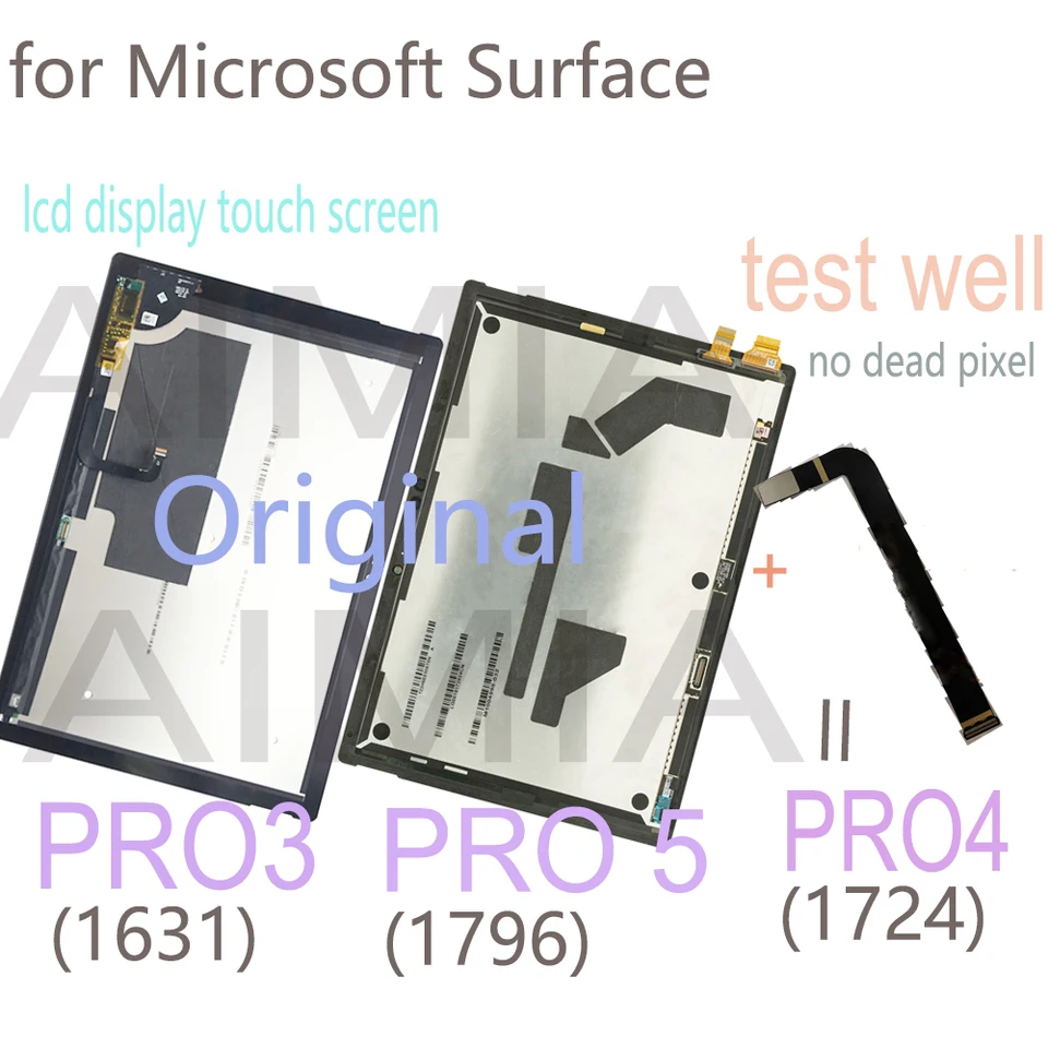 Pôvodný Pro 4 1724 Pro5 LCD pre Microsoft Surface Pro 3 1631 Pro 4 1724 Pro 5 1796 LCD Display Display Digitator Digitalizátor