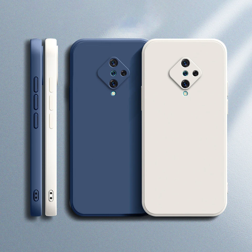 Pôvodný puzdro pre Vivo S1 Pro Coque Lens Protection Square Liquid Silikone Soft Soft Luxury Vivos1 S1PRO tenký kryt Shock -odolný náraz
