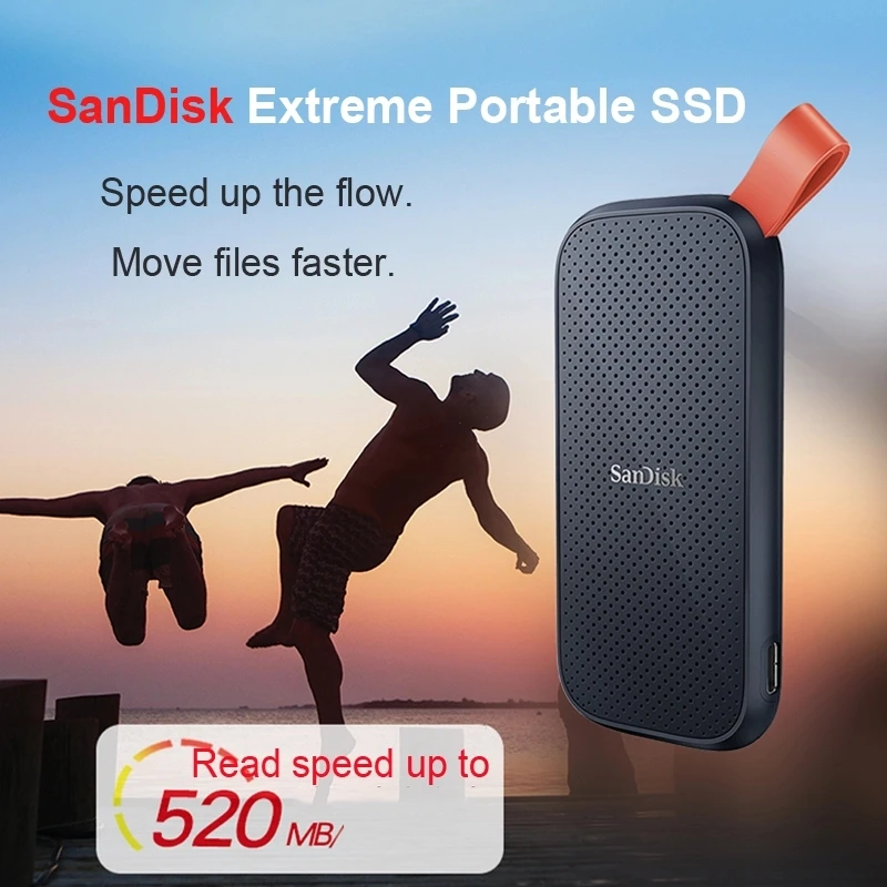 Pôvodný sandisk E61 SSD 500 GB 1TB 2TB 4TB Vysokorýchlostný externý diskový pevný disk Pevný disk prenosný SSD pre prenosný počítač pre prenosný počítač