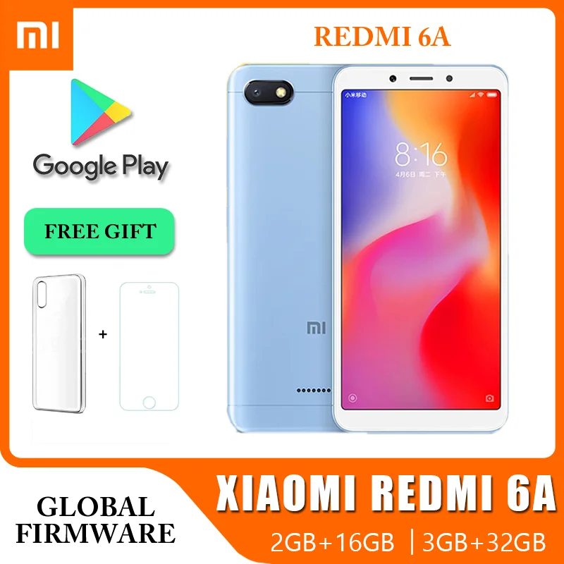 Pôvodný smartphone Xiaomi Redmi 6a 3GB 32 GB Veľkoobchod najlacnejšie Xiaomi Mobile Mobile Unlocked Android Google Play Global Frimware