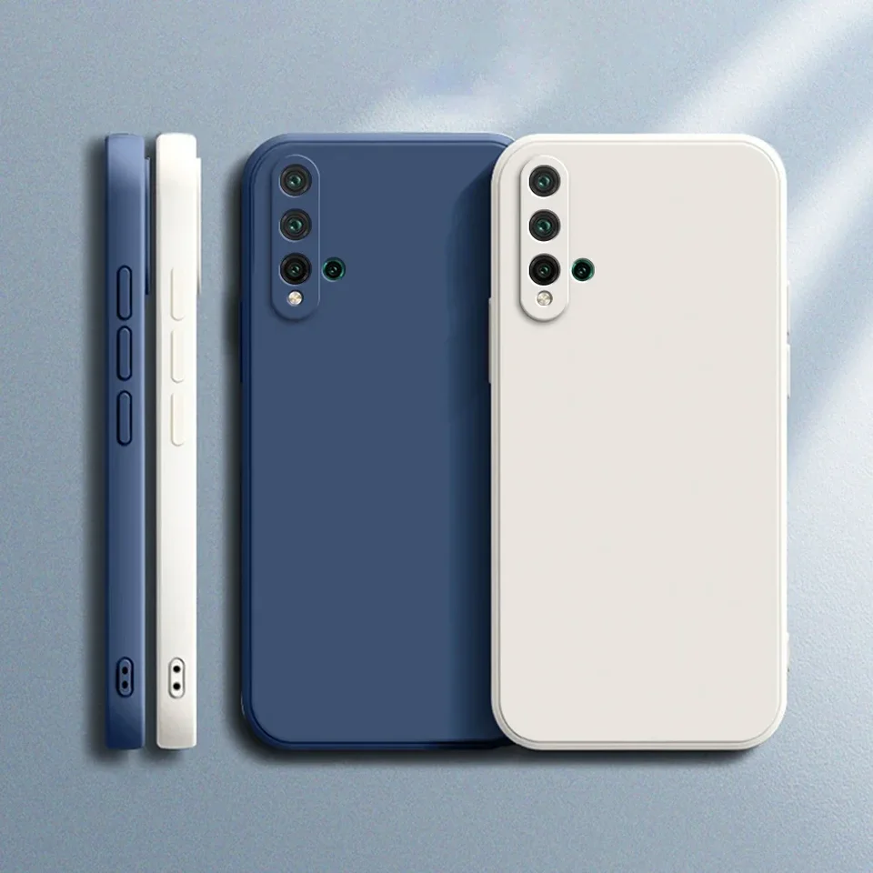 Pôvodný telefónny puzdro pre Huawei Nova 5 5i Pro 5Z 5T 5E Square Liquid Silikone Nova5 5IPRO Soft Luxury Shockproof Funda Thin Cover Funda