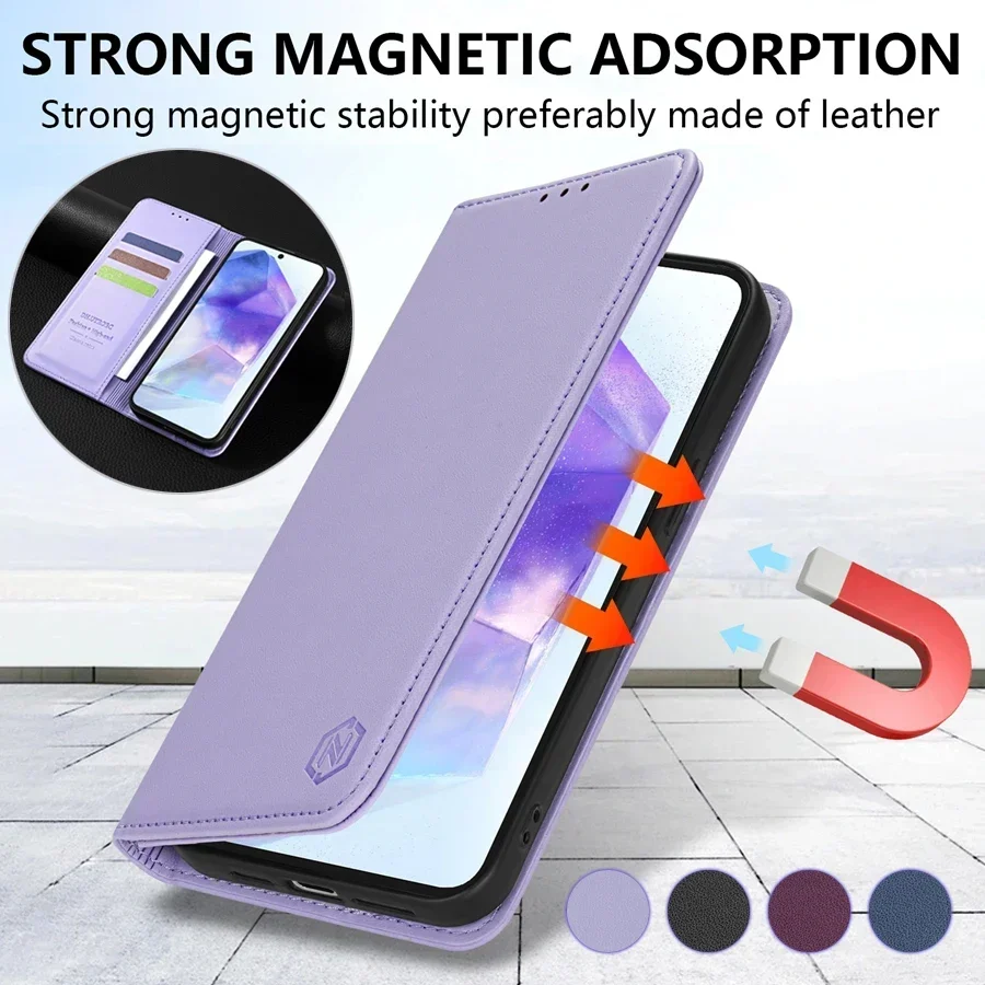 Púzdro s slotom na slot na slot s magnetickou kartou pre peňaženku pre samsung Galaxy A05S A06 A13 A14 A15 A16 A34 A35 A53 A54 A55