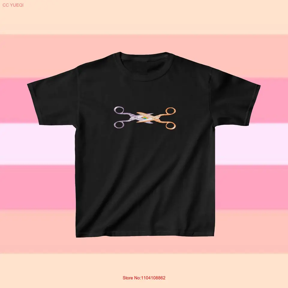Pýcha detská tričko lesbické nožnice queer y2k femboy oblečenie 90. rokov, ktoré sú nebinárne.