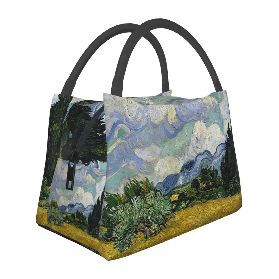 Pšeničné pole s cypressmi od van Gogh obedné tašky Bento Box Witerprooft obed piknikové tašky Termálna taška pre ženy škola