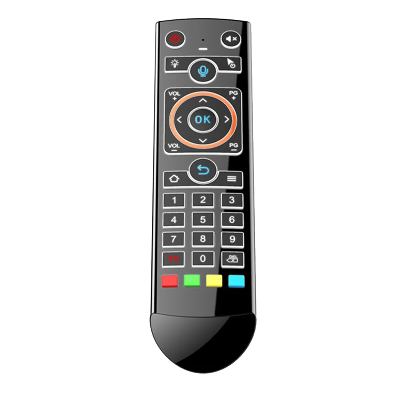 Q2 Smart TV podsvietenia bezdrôtového vzduchového myši IR Učenie sa 2.4 GHz RF SMART VOLE DISTOBIL PRE TV COMPUTE TV, podsviete