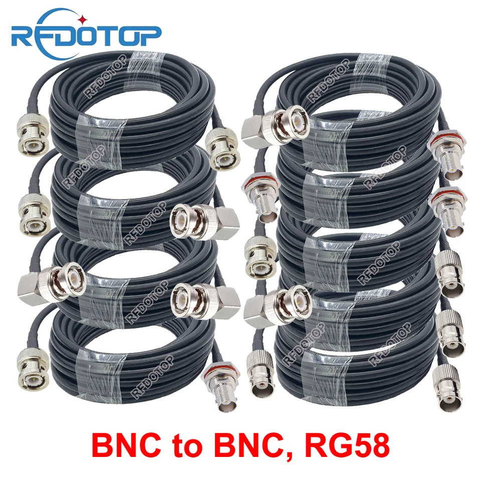 Q9 BNC až BNC Mužský samostatný konektor CRIMP 50Ω RG58 Coax Cable Extension Pigtail 10cm-18M Q9-BNC-50-3 Radio Radio RF Jumper RF Jumper