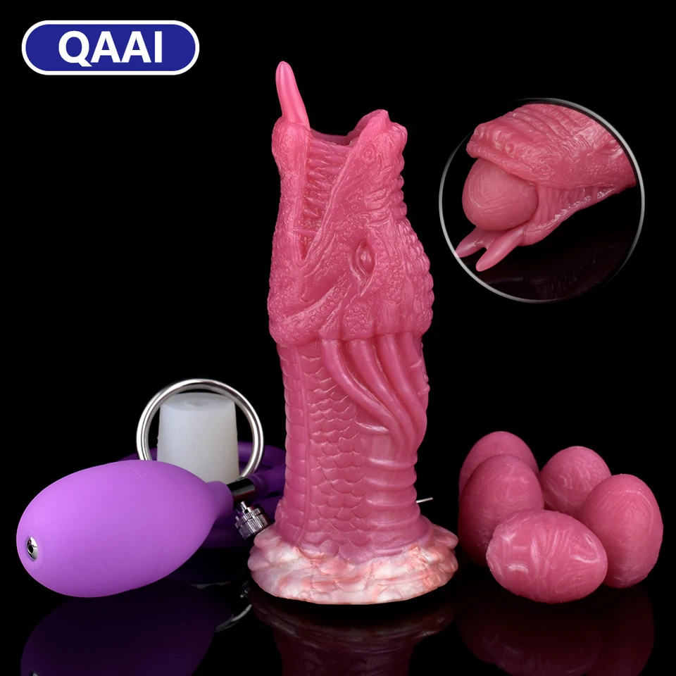 Qaai duté ovipositor dildo pneumatické kladenie vaječných pohlavných hračiek vaginálne stimulácie stimulácie Silikónu masturbácie pre ženy