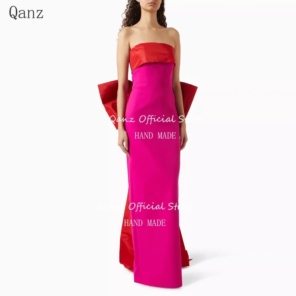 Qanz Vintage Mermaid Večerné šaty s veľkou dĺžkou podlahy v luku Saudská Arábia bez ramienok Ženy Ženy Elegantné večierky Prispôsobené