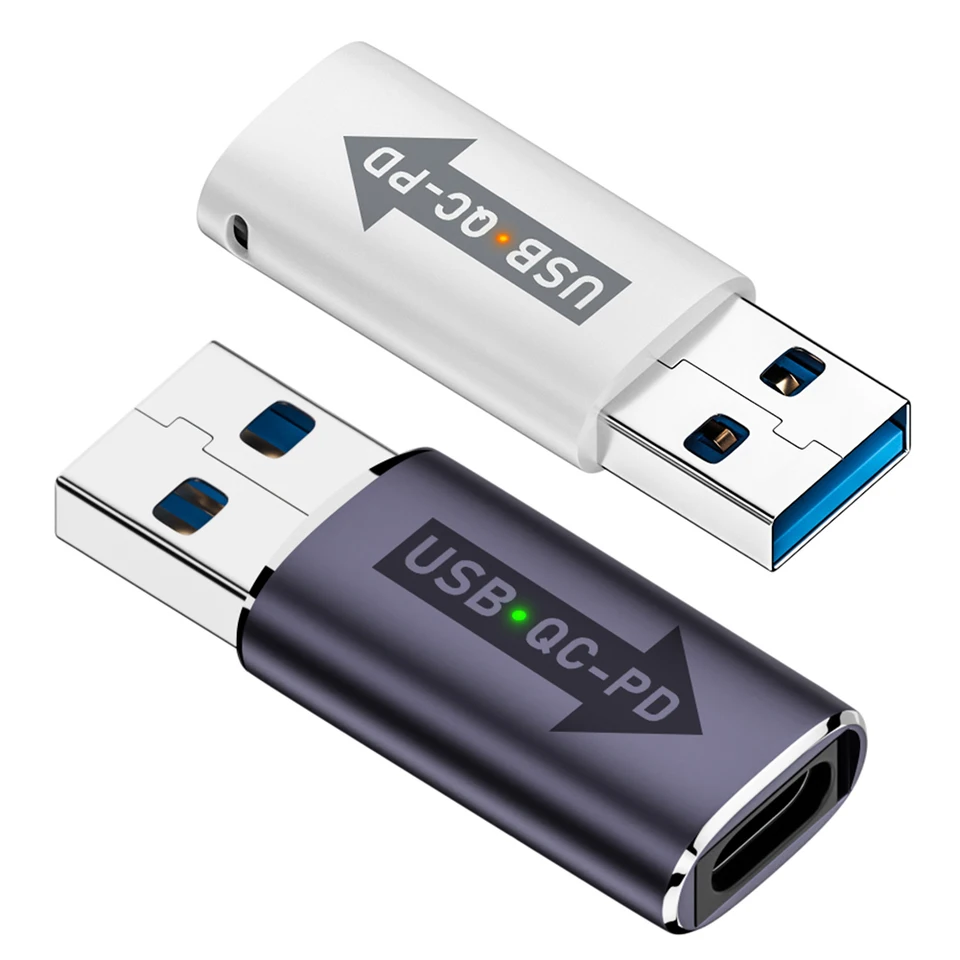 QC 4.0 USB 3.1 až PD Typ-C Adaptér USB U Muž do USB C Ženský adaptér USB3.1 10 GBPS USB nabíjacie adaptér s indikátorovým svetlom