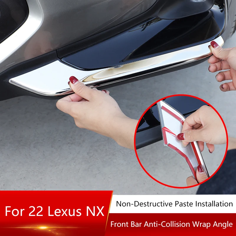 QHCP predný nárazník z nehrdzavejúcej ocele predný nárazník rohový rohový nálepka Orezanie pre Lexus NX 260 350H 2022 Exteriérový doplnok
