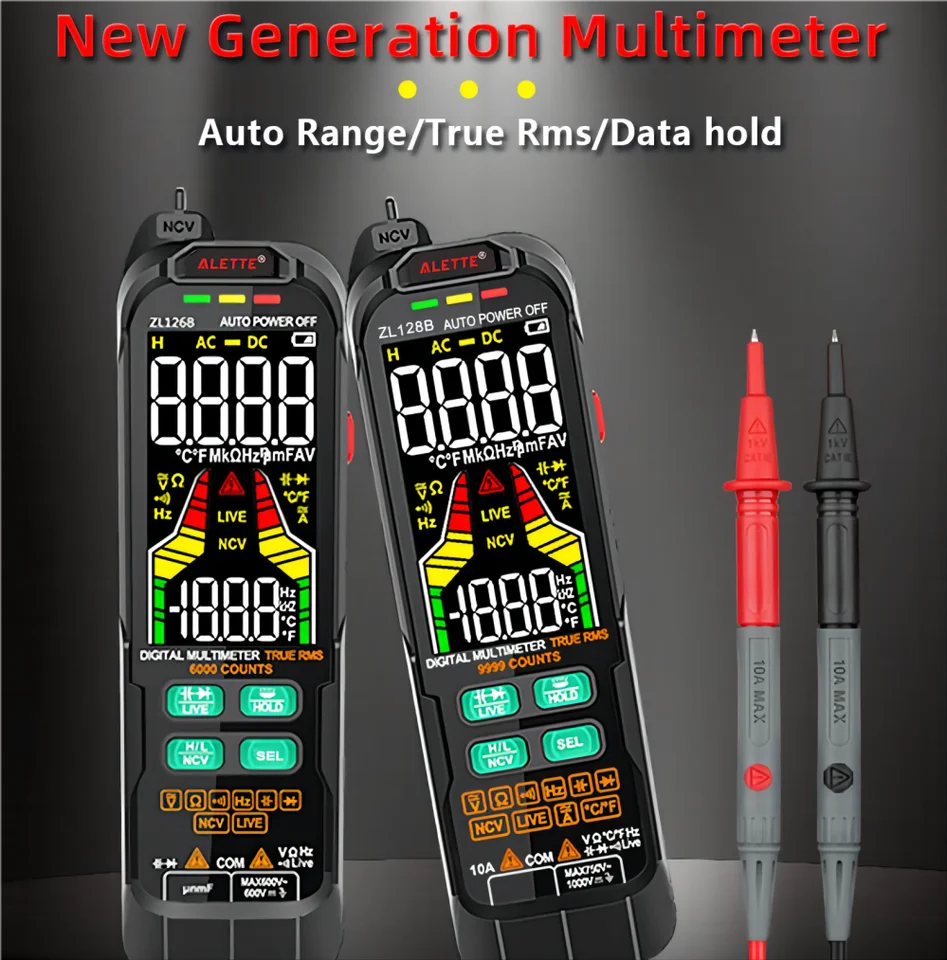 QHTITEC Digital Profesional Multimeter 9999 Počty LCD Multimetrový DC AC prúdový tester tester kapacita dióda USB tester 128b