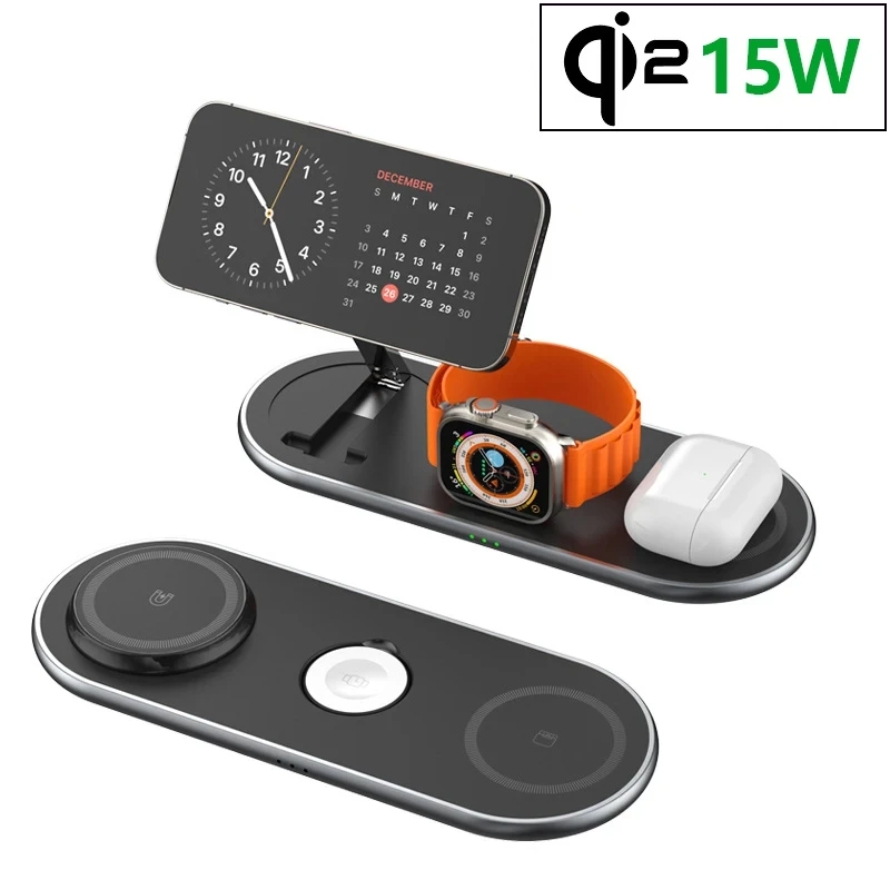 Qi2 certifikované skladacie zložené 3 v 1 zliatiny hliníkovej zliatiny pre iPhone 16 15 14 13 12 12 12 2 1 Apple Watch 9-1 SE